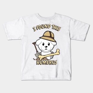 I found this humerus pun - Furry dog Kids T-Shirt